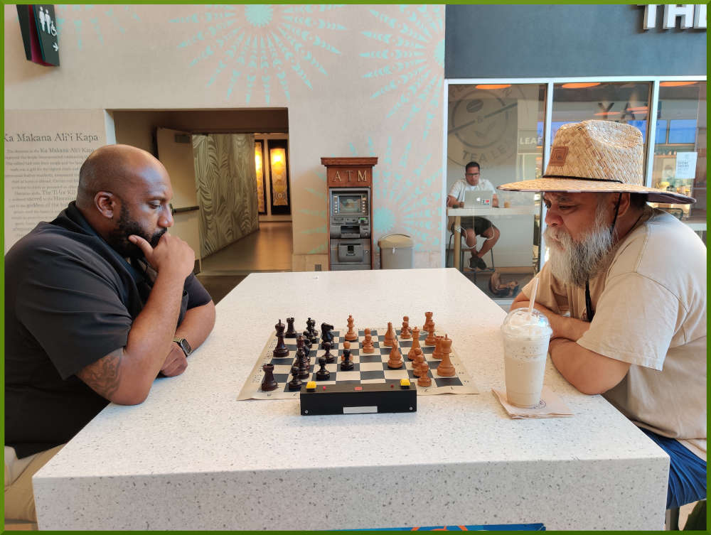 September 20th, 2022. Ka Makana Alii chess meetup. James vs Chet.