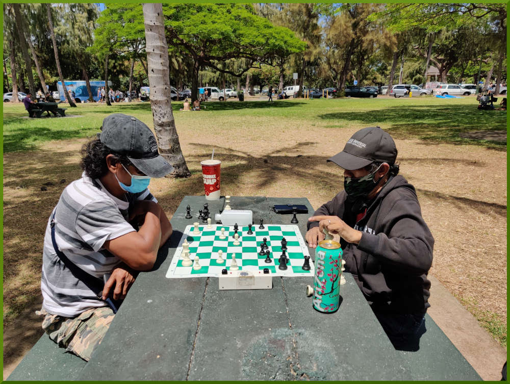 July 9th, 2021. Kapiolani Park chess meetup.