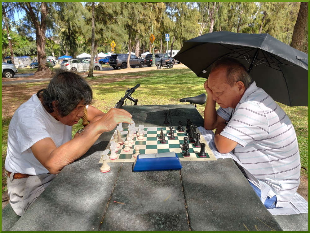 August 6th, 2022. Kapiolani park chess meetup. Napoleon vs Glen.