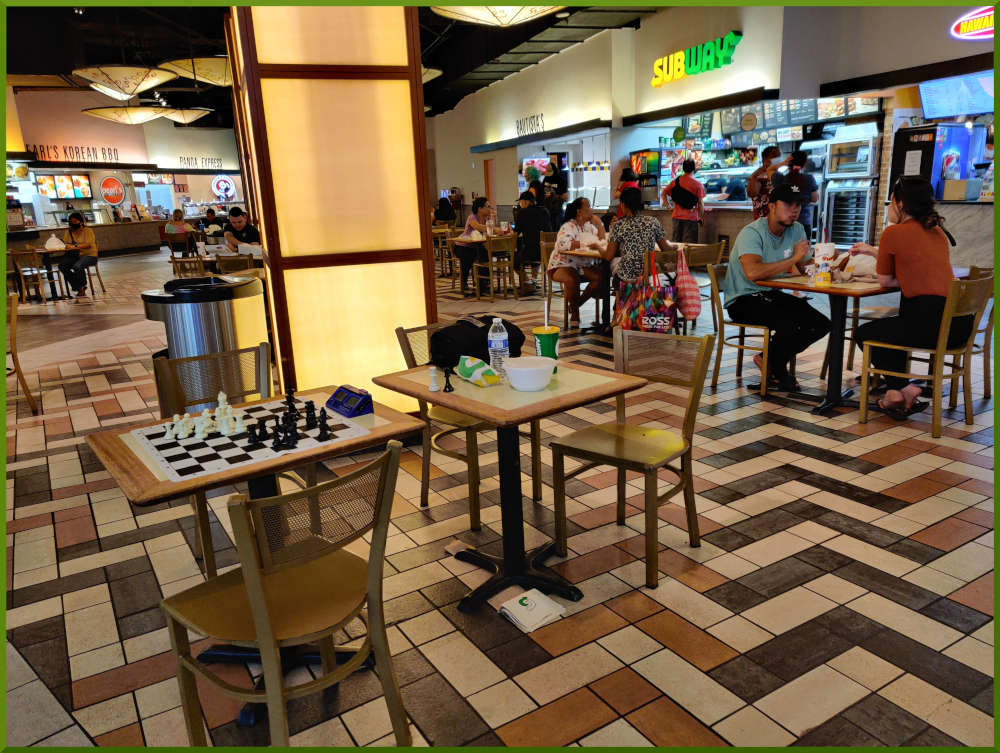 June 24th, 2021. Chess set at the food court.